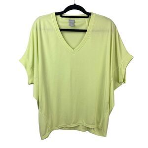 Chico's Pastel Yellow Dolman Short Sleeves Pullover Drapey Blouse Top Size L